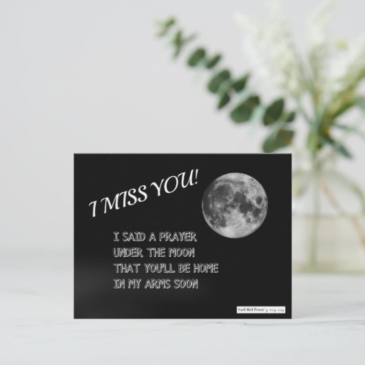 Ik Miss You Poem: Onder de maan gebeden Briefkaart (Staand voorkant)
