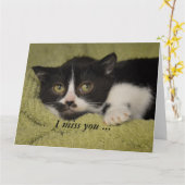 Ik Miss You, Shy Tuxedo Kitten Card Kaart (Gele Bloem)