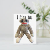 Ik Miss You Sock Monkey Briefkaart (Staand voorkant)