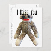 Ik Miss You Sock Monkey Briefkaart (Voorkant / Achterkant)