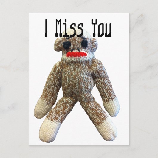 Ik Miss You Sock Monkey Briefkaart (Voorkant)