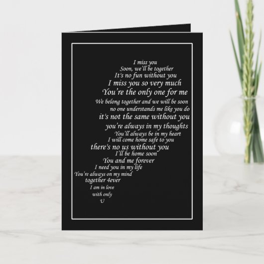 Ik Miss You Text ook, in de helft van het hart Kaart (Voorkant)