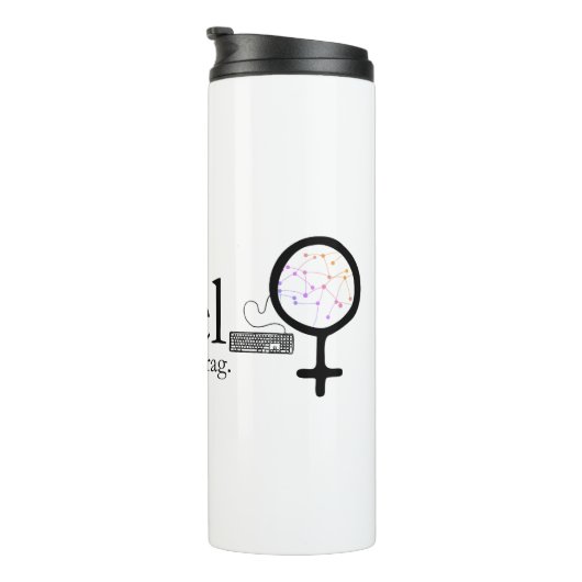 Ik modelleer vrouwen in tech thermosbeker (Geroteerd rechts)