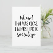 Ik moest bijna socialiseren bedankkaart (Staand voorkant)
