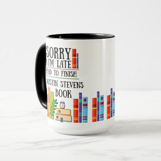 Ik moest mijn Dustin Stevens boek afmaken Mok (Voorkant links)