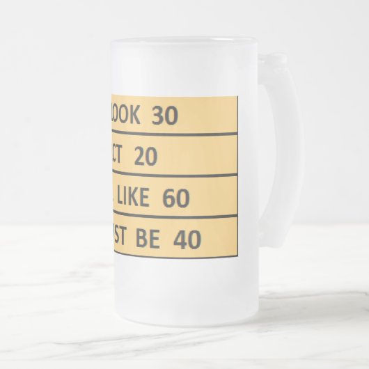 'Ik moet 40' zijn. Matglas Bierpul (Voorkant rechts)