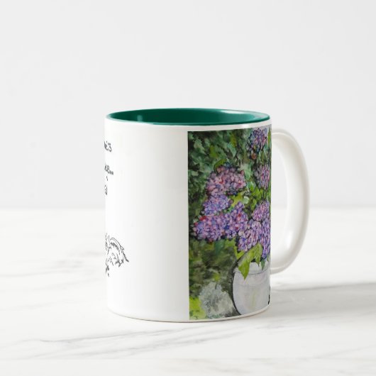 Ik moet altijd bloemen hebben, Monet Tweekleurige Koffiemok (Voorkant rechts)