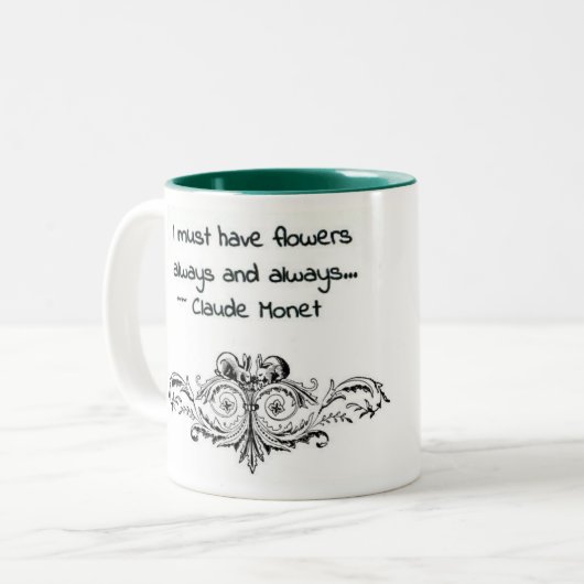 Ik moet altijd bloemen hebben, Monet Tweekleurige Koffiemok (Voorkant links)