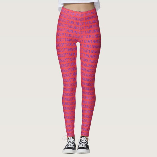 Ik moet blauw op roze lopen. leggings (Voorkant)