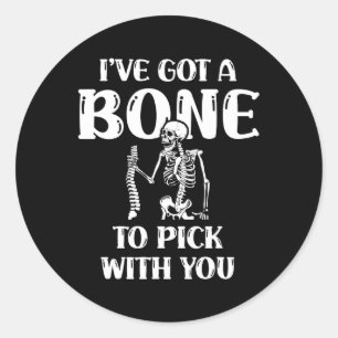 Ik moet een bot kiezen met Halloween Skeleto Ronde Sticker