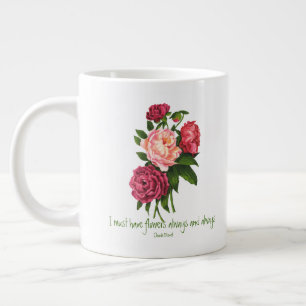 Ik moet Flowers Claude Monet Quote Peony Art hebbe Grote Koffiekop