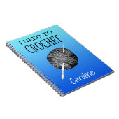 Ik moet haken, blauwe achtergrond, met jouw naam notitieboek (Rechterzijde)