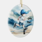 Ik moet mannelijke hardloper aanhouden keramisch ornament (Rechts)