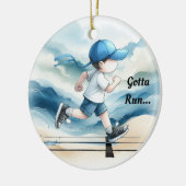 Ik moet mannelijke hardloper aanhouden keramisch ornament (Links)