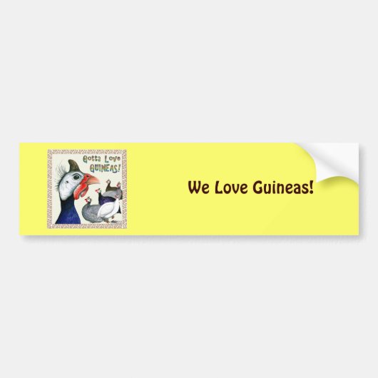 Ik moet van Guineas houden. Bumpersticker (Voorkant)