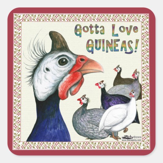 Ik moet van Guineas houden. Vierkante Sticker (Voorkant)