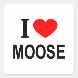 IK ❤️ MOOSE IK HOU VAN MOOSE I HEART MOOSE VIERKANTE STICKER