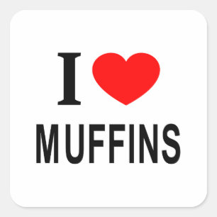 IK ❤️ MUFFINS IK HOU VAN MUFFINS IK HART MUFFINS VIERKANTE STICKER