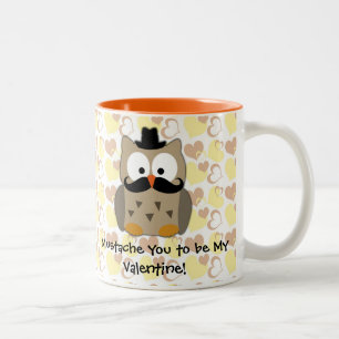 Ik Mustache Je moet mijn Valentijn zijn Tweekleurige Koffiemok
