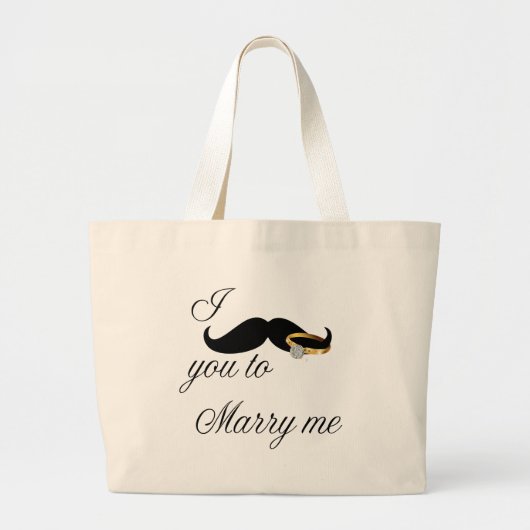 Ik Mustache je... om me te trouwen Grote Tote Bag (Voorkant)