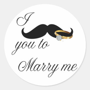 Ik Mustache je... om me te trouwen Ronde Sticker