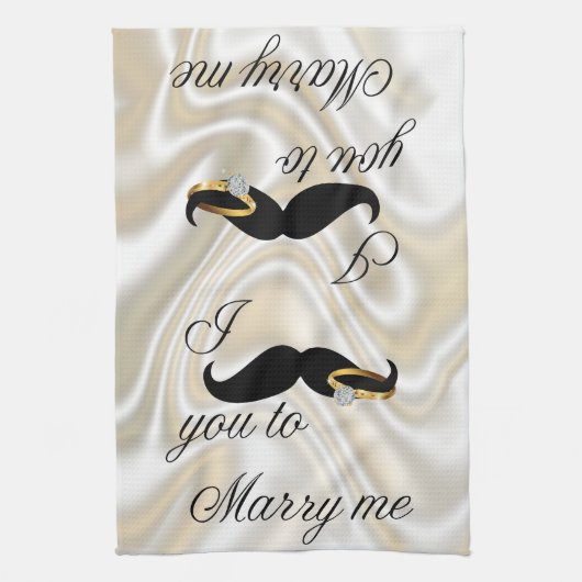 Ik Mustache je... om me te trouwen Theedoek (Verticaal)