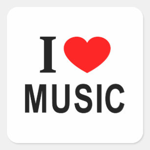 IK ❤️ MUZIEK IK LIER VAN MUZIEK I HEART MUZIEK VIERKANTE STICKER