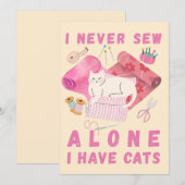 Ik Naai Nooit Alleen Ik Heb Katten - Een Kat Die N Feestdagenkaart (Voorkant / Achterkant)