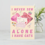 Ik Naai Nooit Alleen Ik Heb Katten - Een Kat Die N Feestdagenkaart (Staand voorkant)