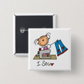 Ik Naai Vierkante Button 5,1 Cm (Voorkant /achterkant)