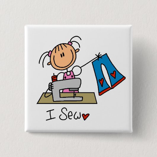 Ik Naai Vierkante Button 5,1 Cm (Voorkant)