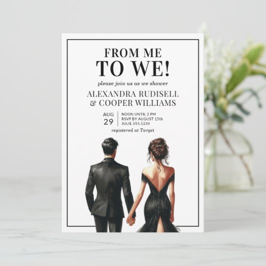 IK NAAR ONS TOE | Zwart-wit Koppels Vrijgezellenfe Kaart (Staand voorkant)