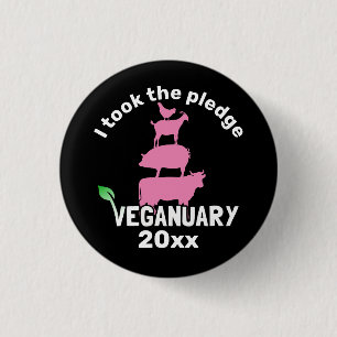 Ik nam de 20xx Veganoary belofte. Ronde Button 3,2 Cm
