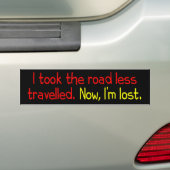 Ik nam de weg minder gereisd bumpersticker (Op auto)