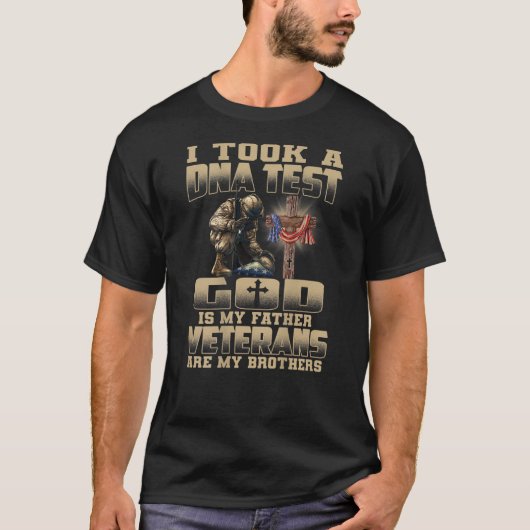 Ik nam een DNA test God is mijn vader veteranen. T-shirt (Voorkant)