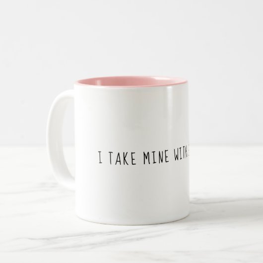 Ik neem de mijne in met braille mok (Voorkant links)