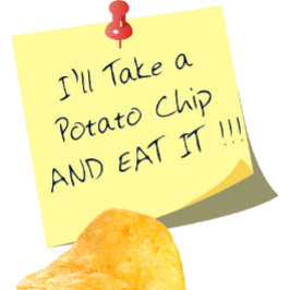 Ik neem een aardappelchip en eet het op!!! tweekleurige koffiemok