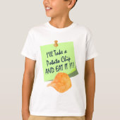 Ik neem een aardappelchips en eet het op t-shirt (Voorkant)