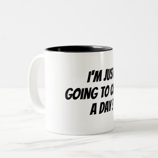 Ik noem het een dag slechte ochtend grappig zwart tweekleurige koffiemok (Voorkant links)