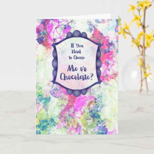 Ik of Chocolade? – Grappige romantische kaart – Ch (Gele Bloem)