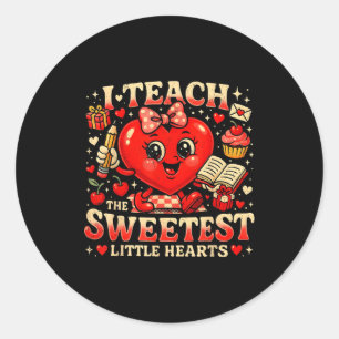Ik Onderwijs De Allerzoetste Hartjes Valentijn Ond Ronde Sticker