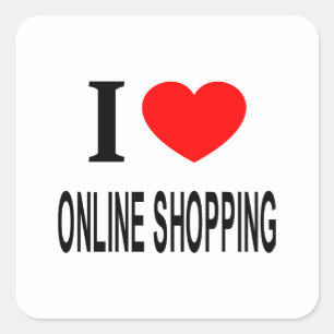 Ik ❤️ ONLINE WINKELEN Ik HOU VAN ONLINE WINKELEN I Vierkante Sticker