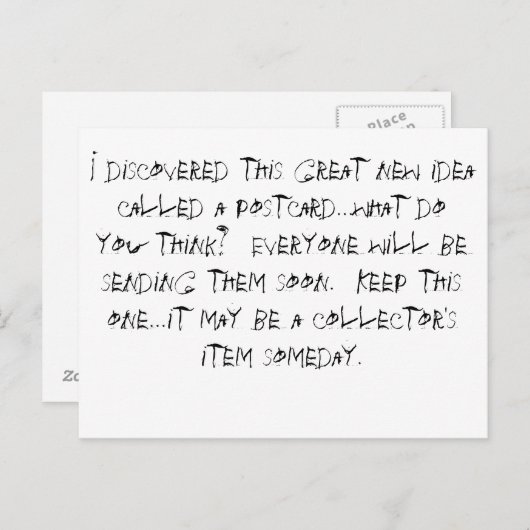 Ik ontdekte een geweldig nieuw idee, een postbode. briefkaart (Voorkant / Achterkant)
