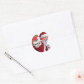 Ik ontmoette de kerstman ronde sticker (Envelop)