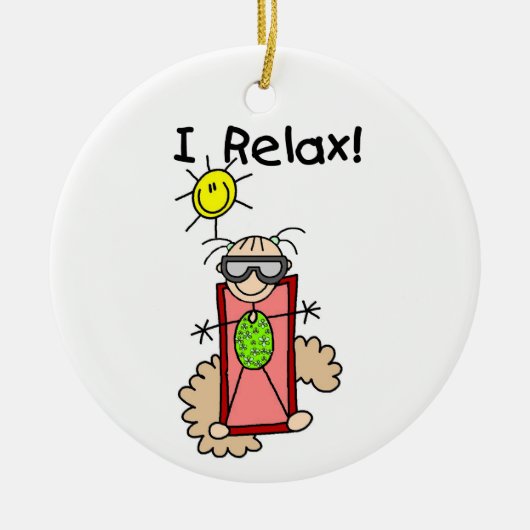 Ik Ontspan Meisje Stick Figure Keramisch Ornament (Voorkant)