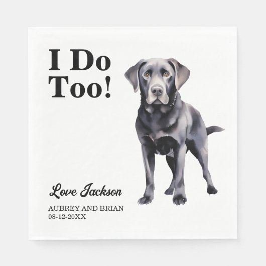 Ik ook! Black Lab Hond bruiloft huisdier Servet (Voorkant)