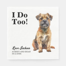 Ik ook Border Terrier Hond Foto Bruiloft Servet