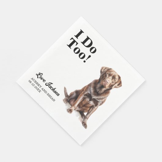 Ik ook! Chocolate Lab Hond bruiloft huisdier Servet (Hoek)