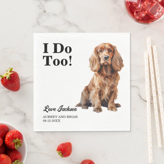 Ik ook! Cocker Spaniel Hond Foto Bruiloft Servet (Insitu)