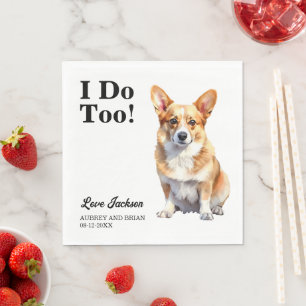 Ik ook! Corgi-hond Huwelijksfeest Servet